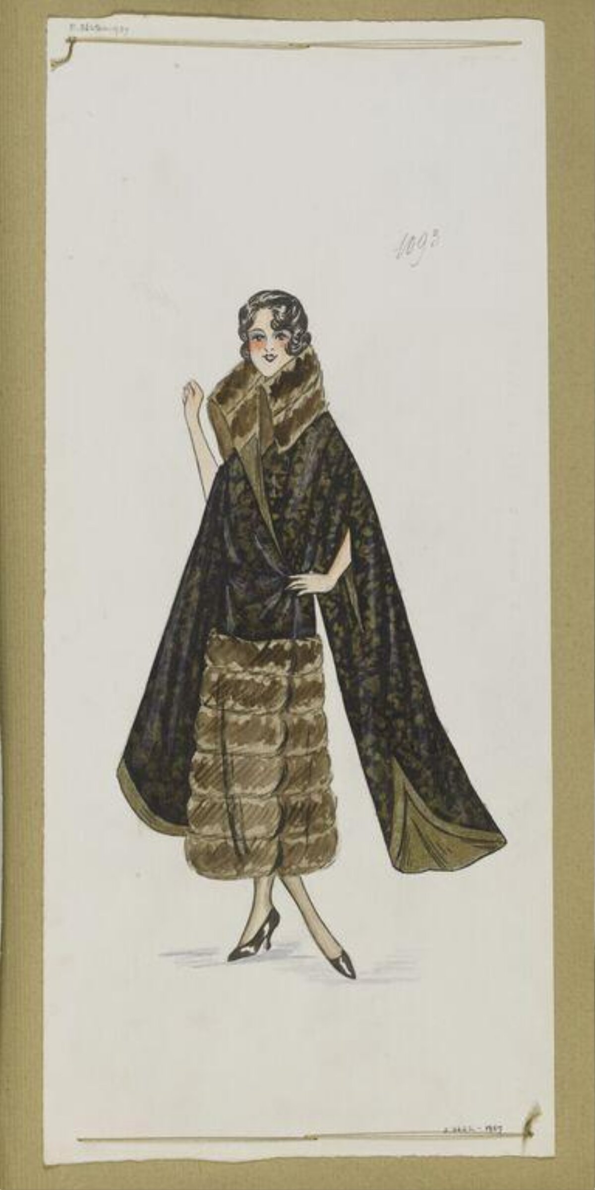 Vintage Fur Fashion Design Sketch