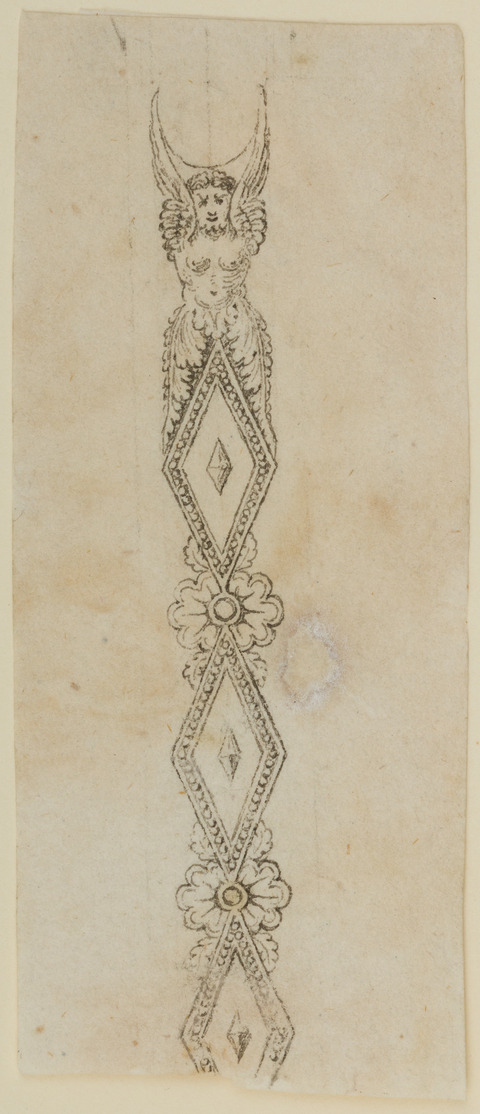 Ink Sketch of Vertical Decorative Ornament