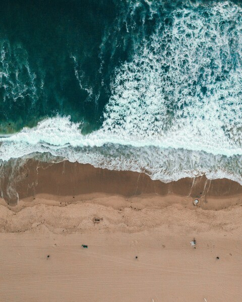 Aerial View of Beach and Waves