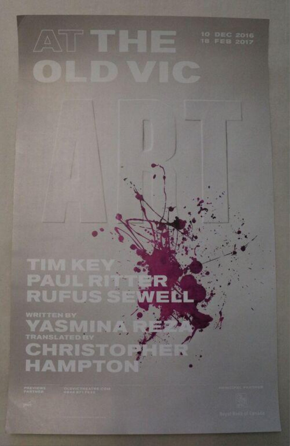 Old Vic Theatre Play Art Poster