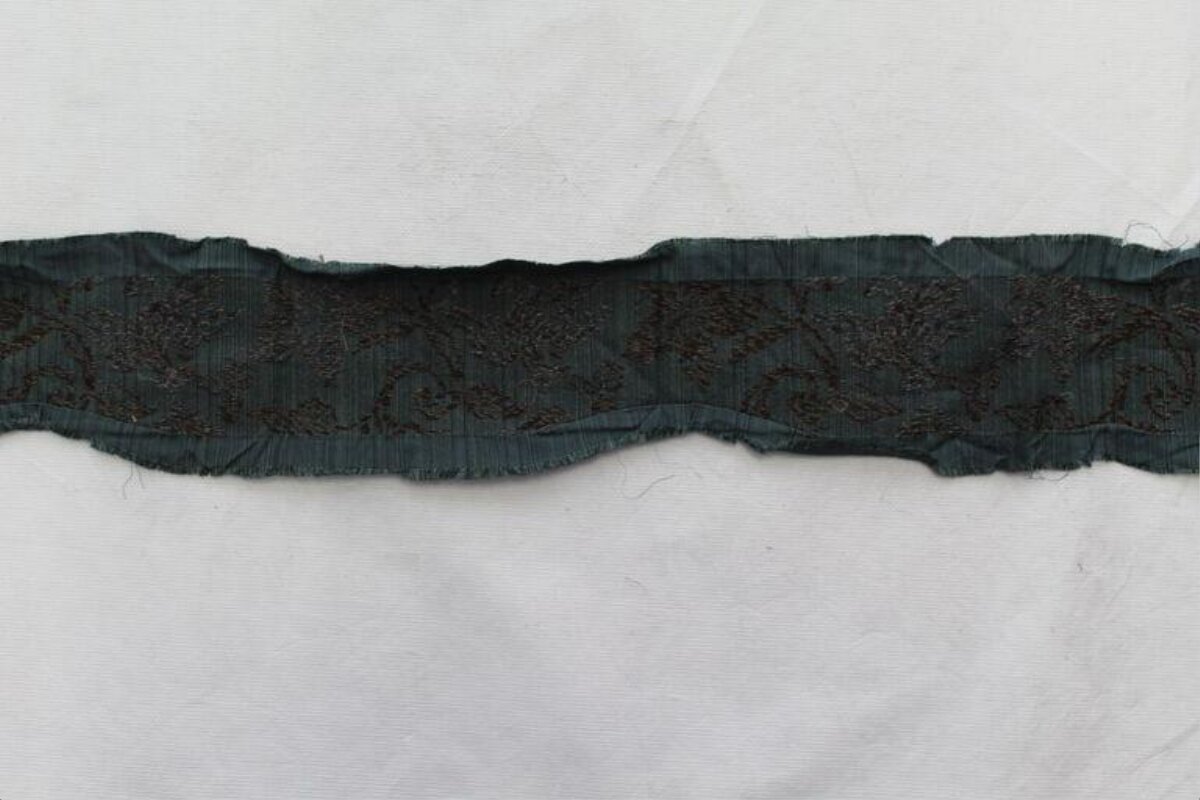 Dark Green Embroidered Fabric Strip