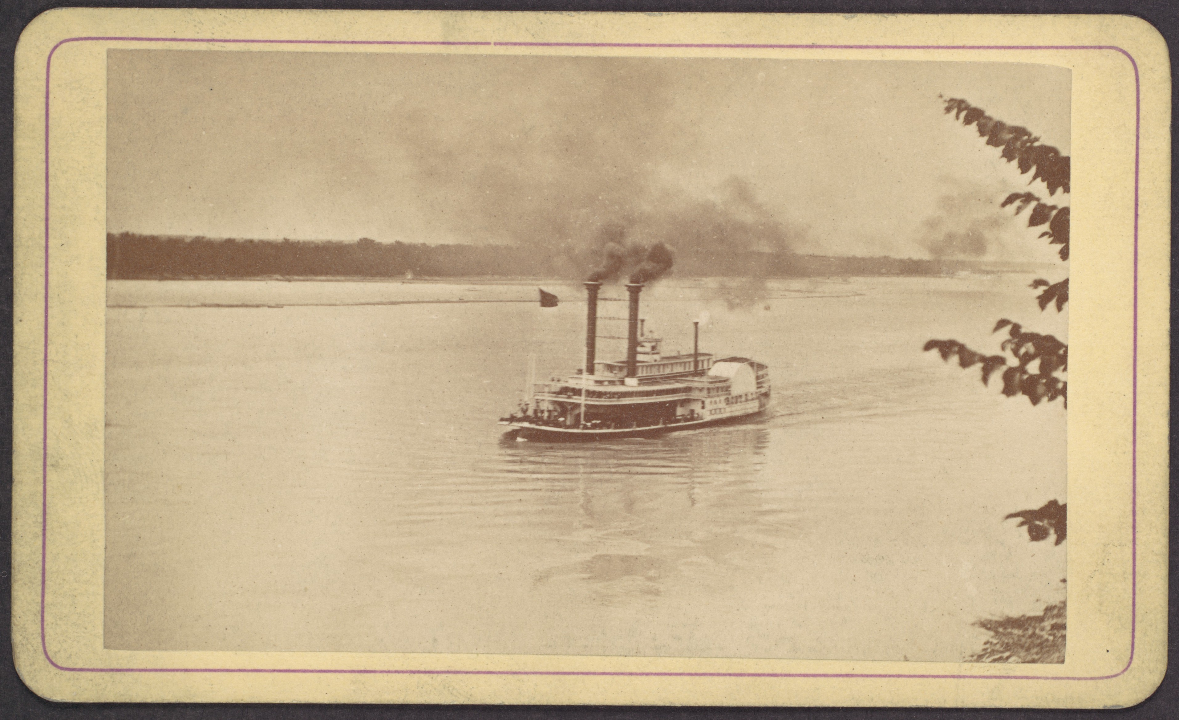 Vintage Steamboat on Wide River