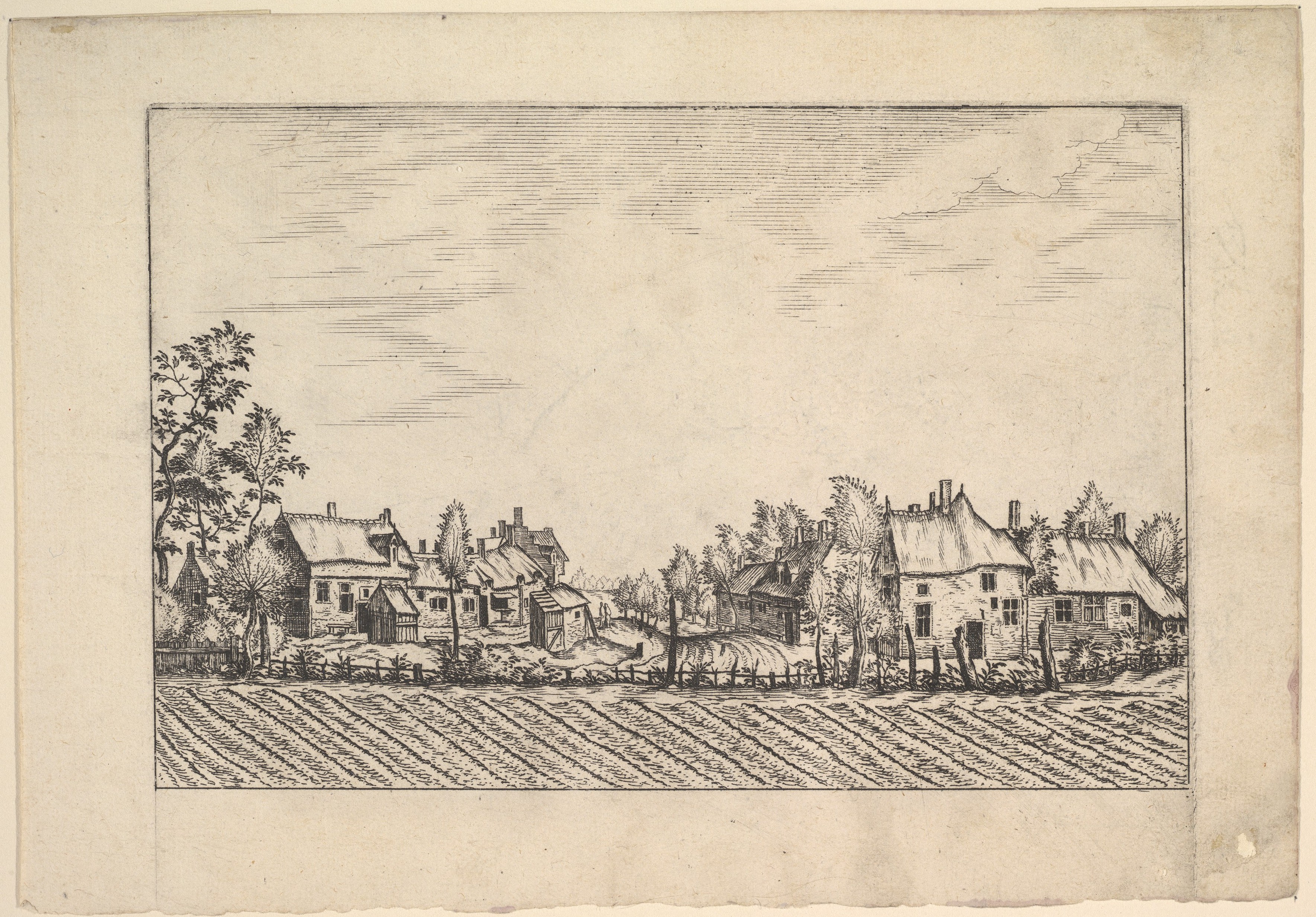 Rural Village Landscape Etching