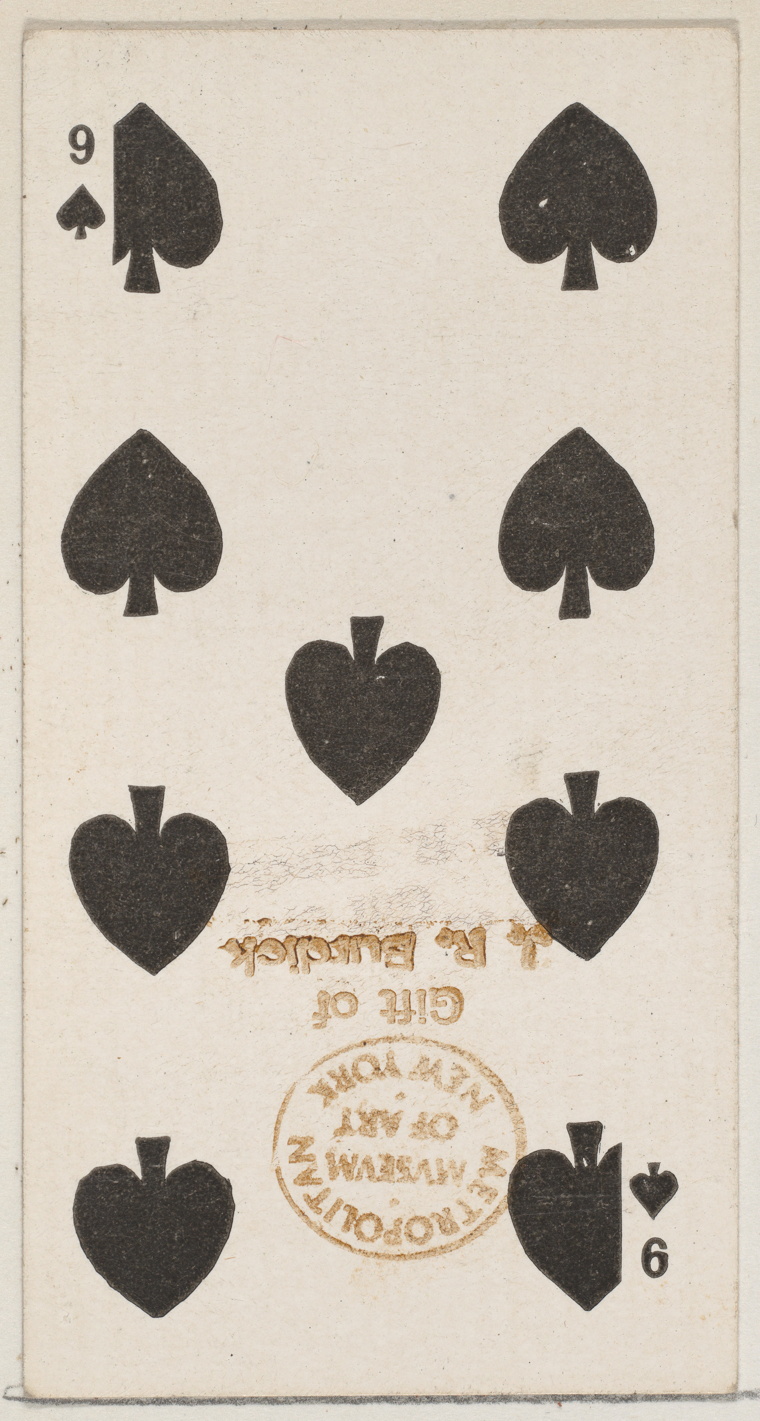 Antique 9 of Spades Playing Card — Games