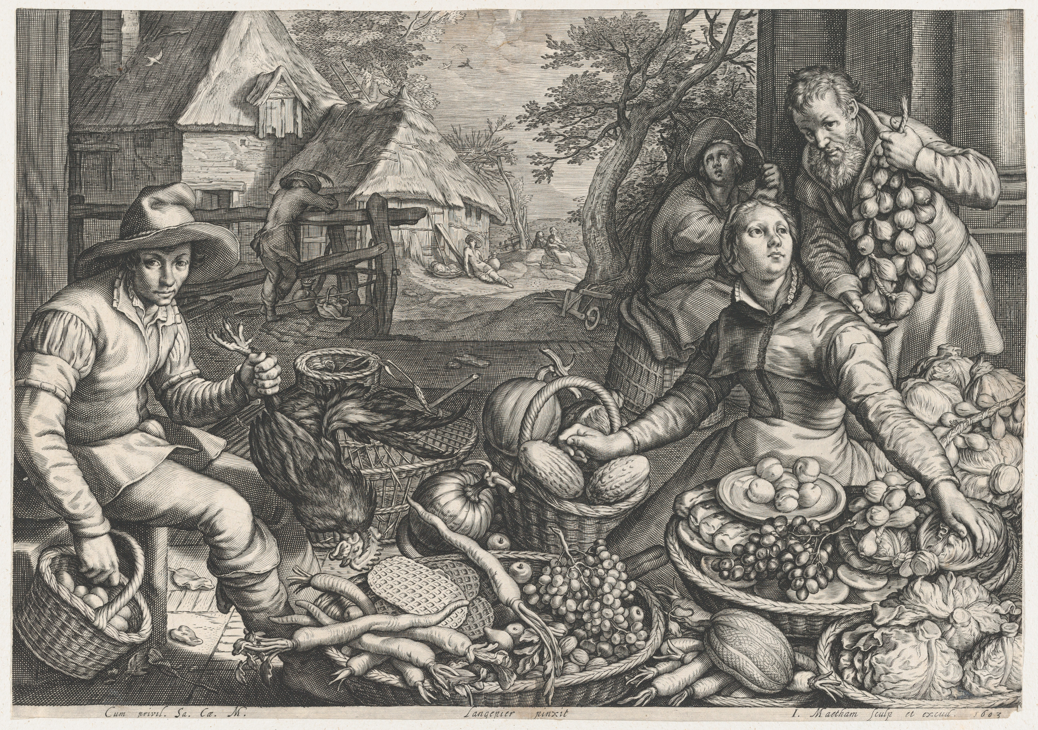 1603 Rural Produce Market Engraving