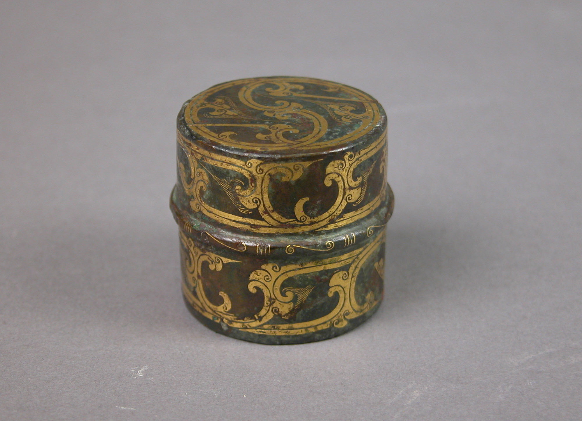 Ancient Gilded Bronze Lidded Box