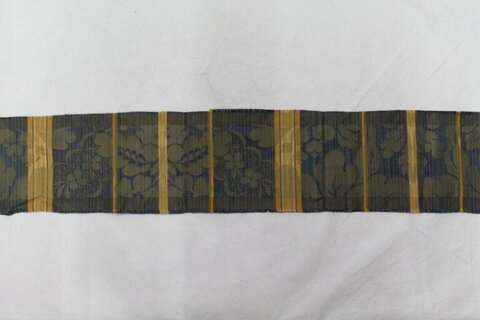Floral Striped Woven Textile Fragment