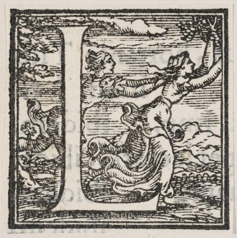 Ornamental Woodcut Capital Letter H