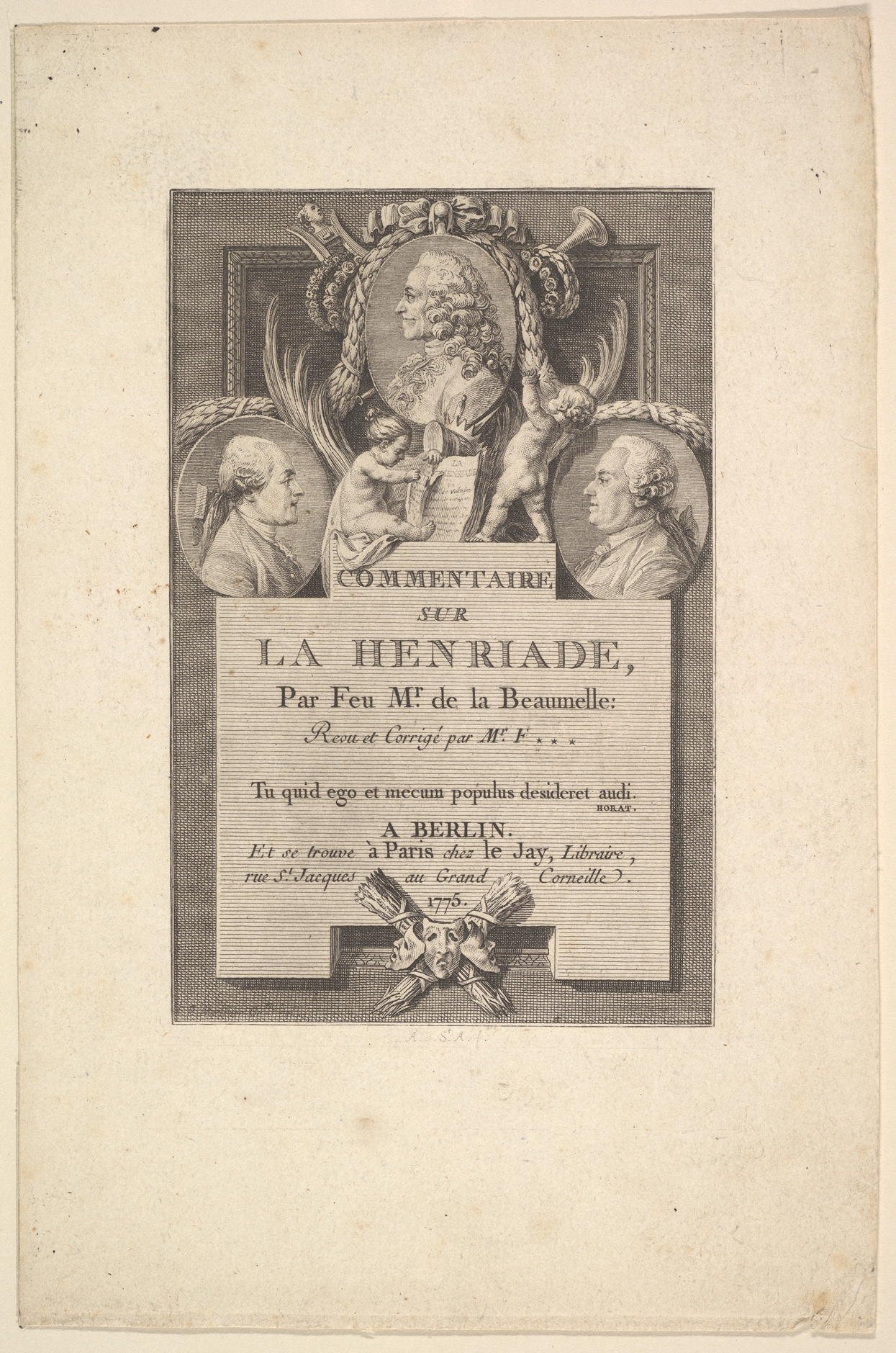 1775 Engraved Title Page for La Henriade Commentary