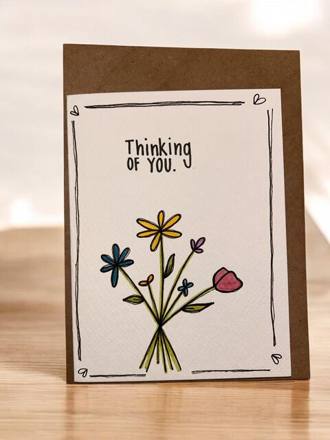 Hand Drawn Thinking of You Greeting Card