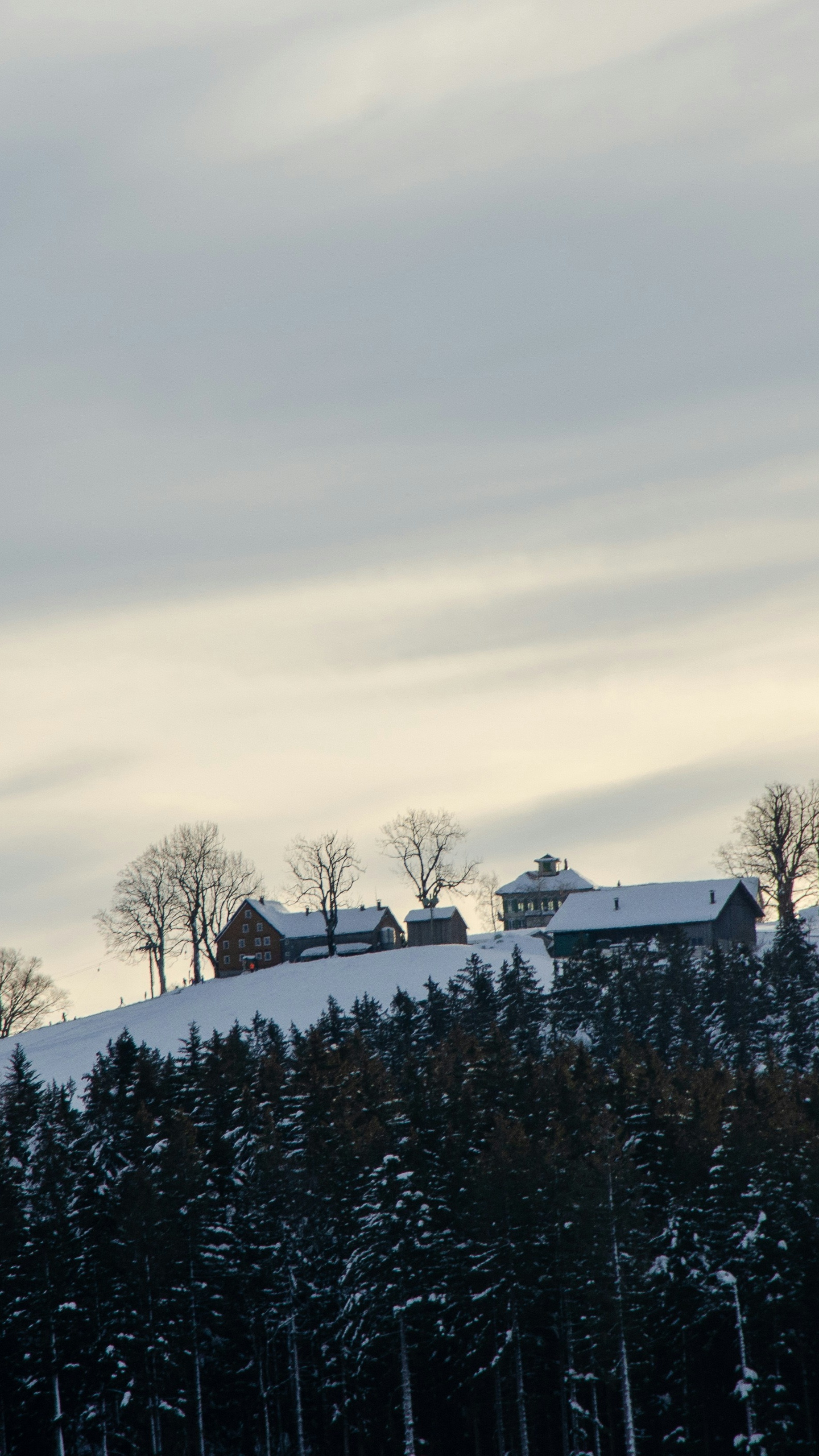 Snowy Hilltop Mountain Houses