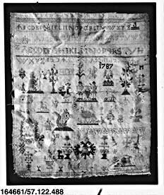 1787 Antique Embroidered Needlework Sampler