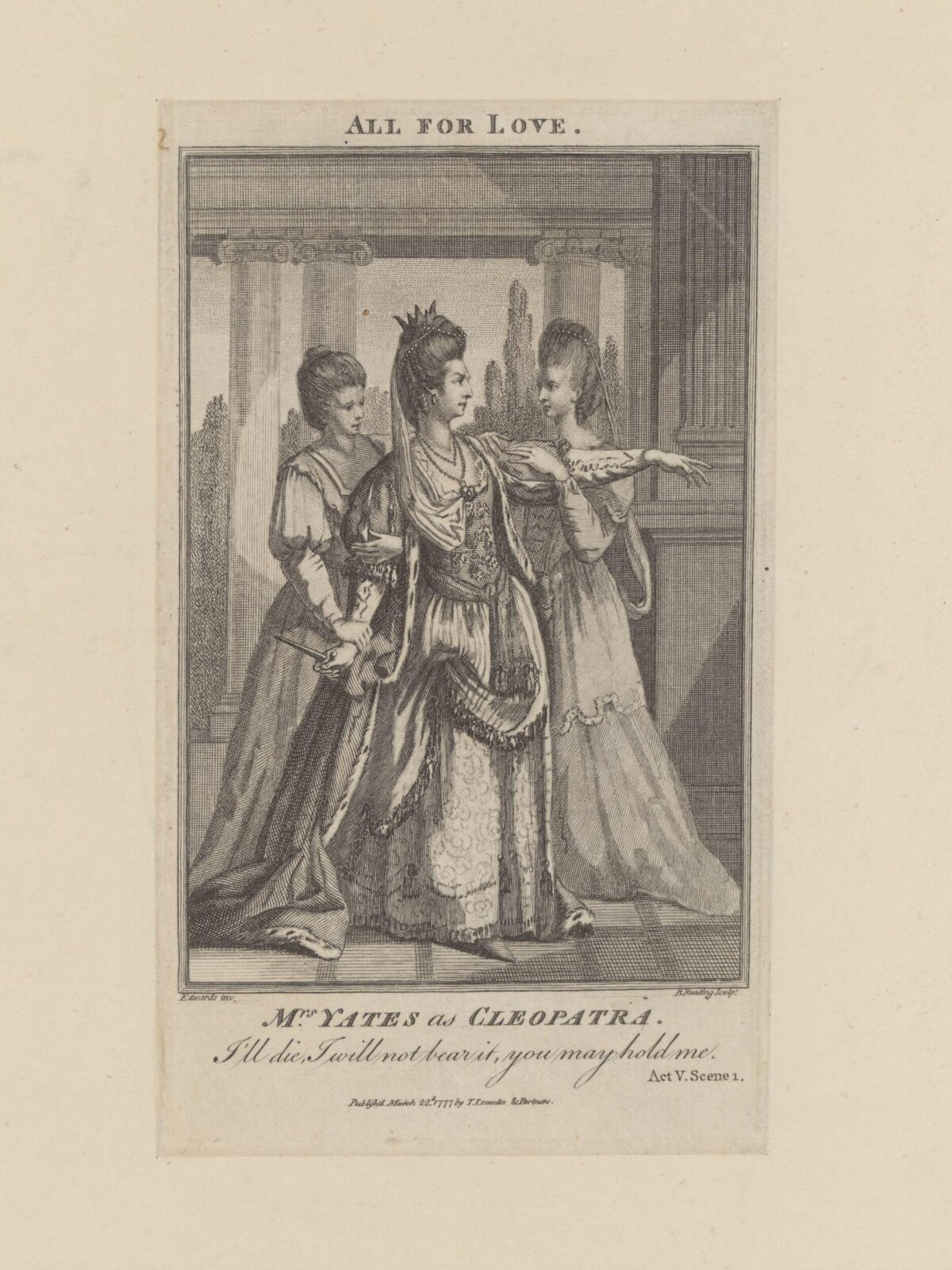Engraving of Mrs Yates as Cleopatra