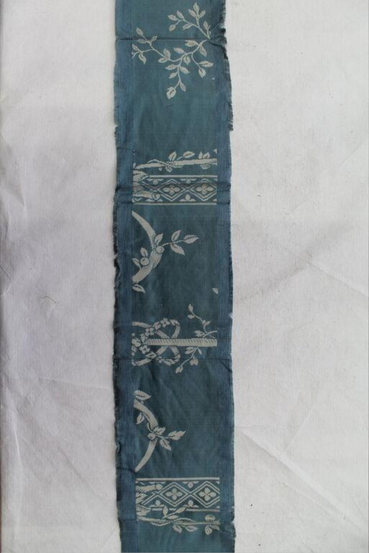 Vintage Blue Patterned Fabric Strip