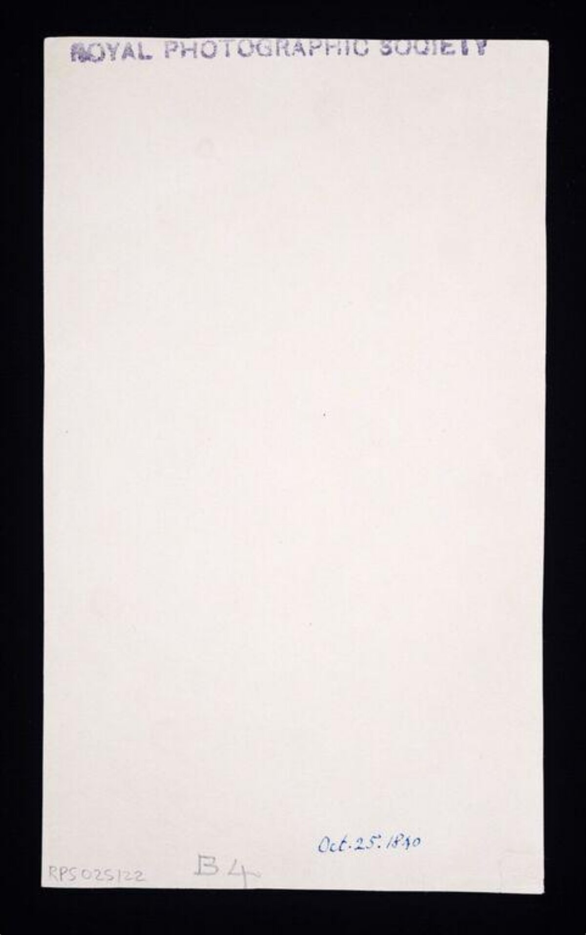 Back of 1890 Royal Photo Society Card