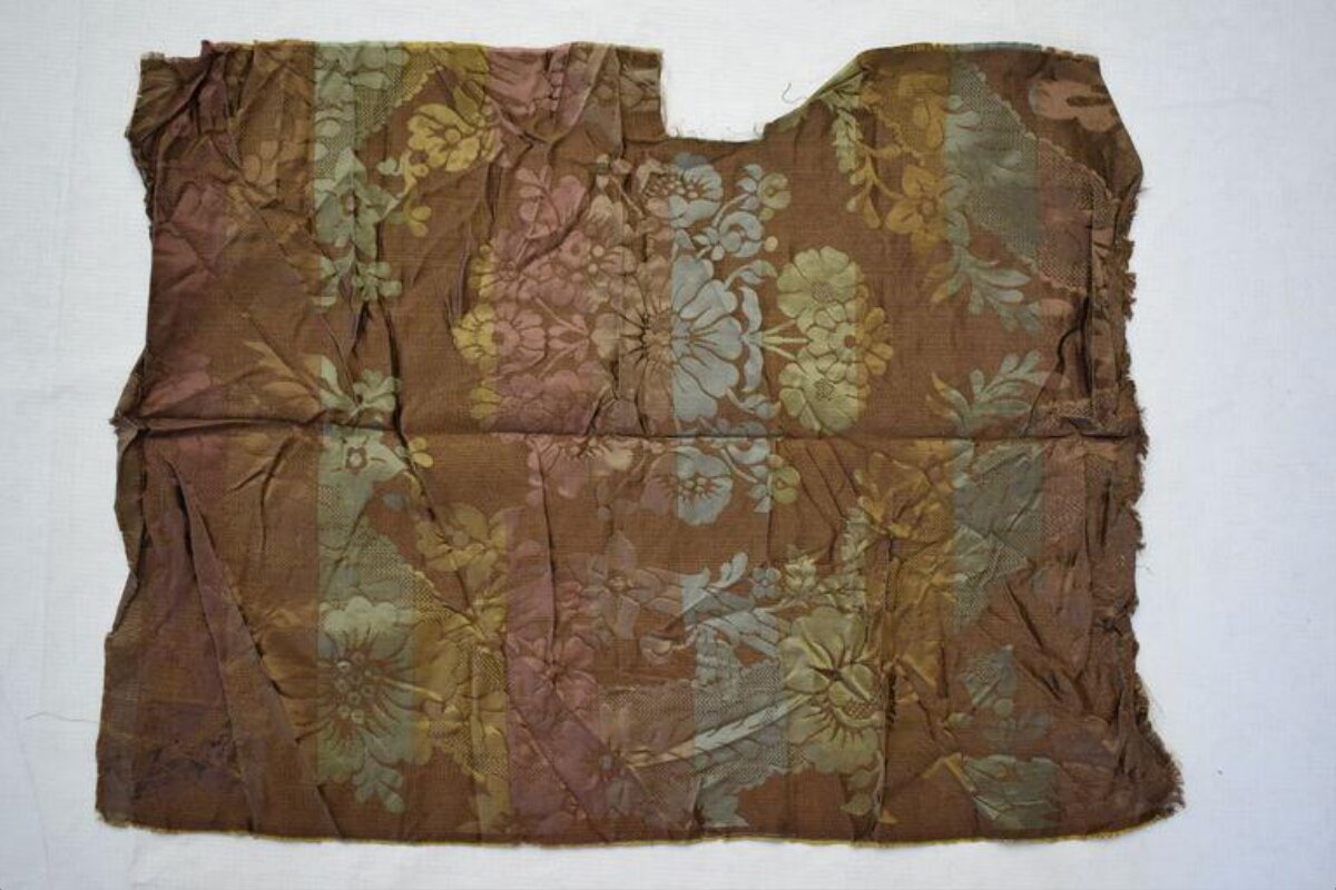 Antique Floral Patterned Fabric Fragment