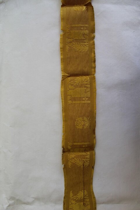 Yellow Damask Patterned Silk Ribbon