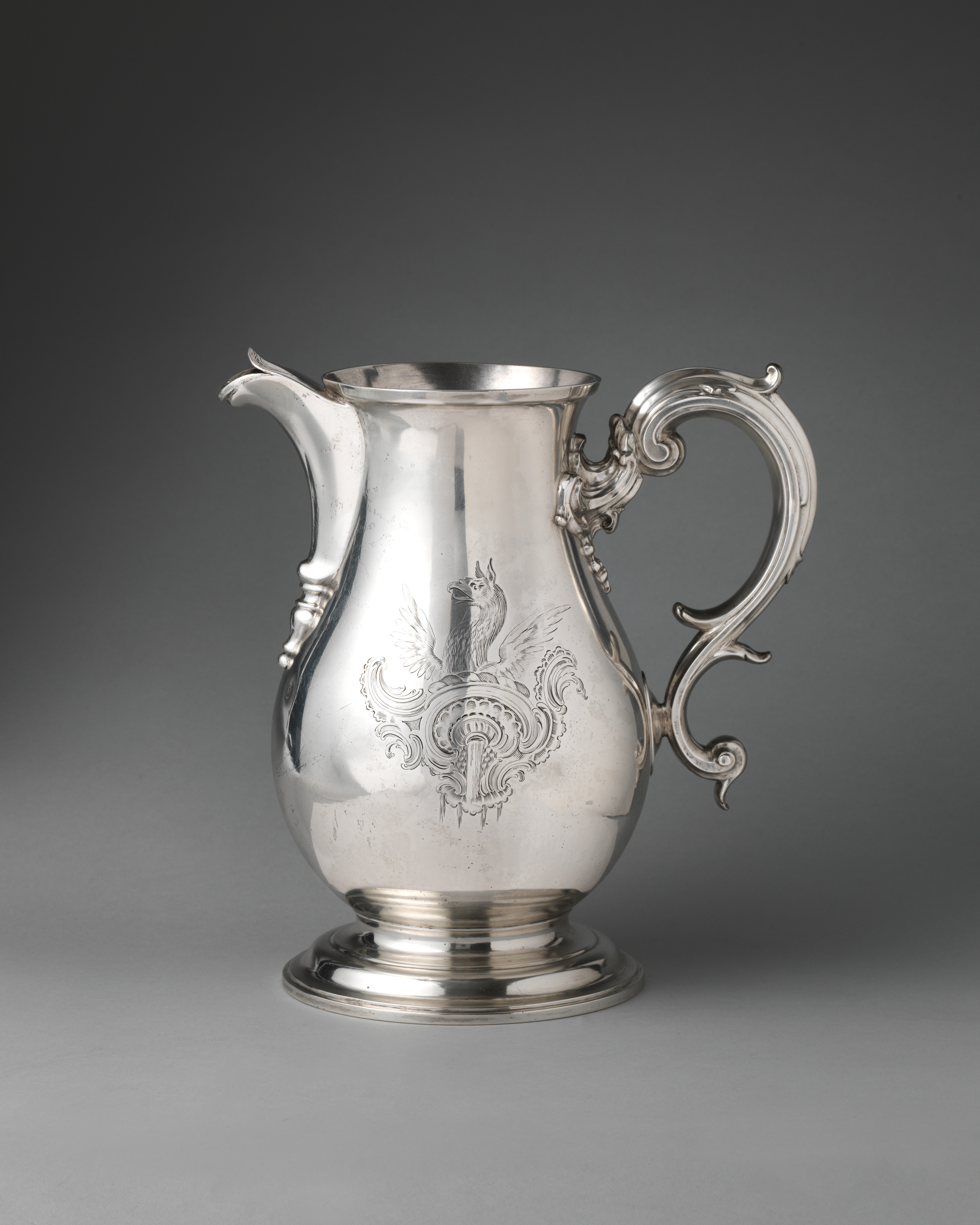 Antique Engraved Silver Pitcher