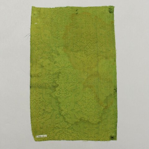 Antique Green Patterned Fabric Fragment