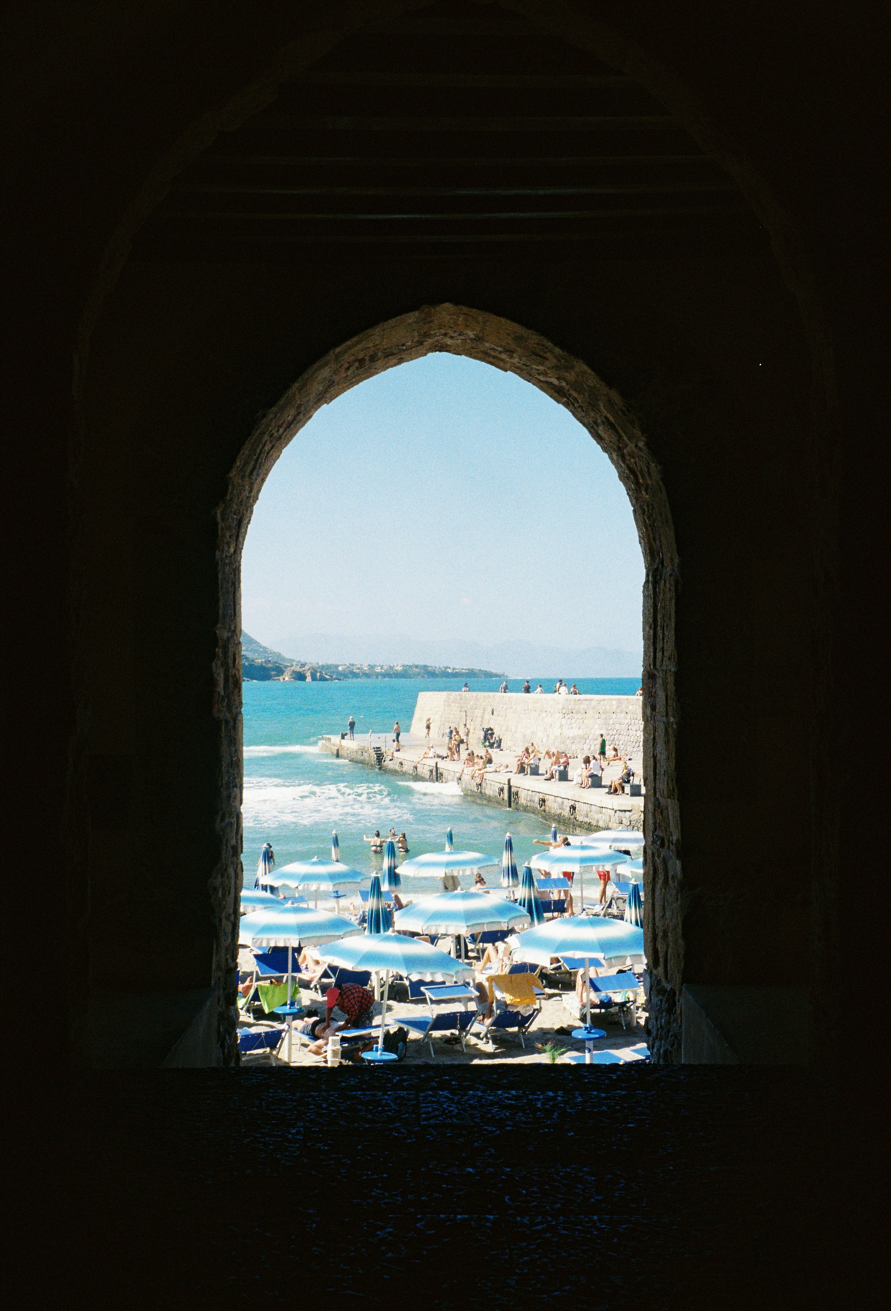 Beach View Through Stone Arch