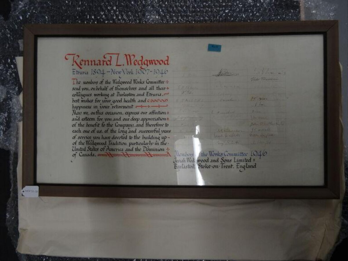 1946 Kennard Wedgwood Retirement Tribute