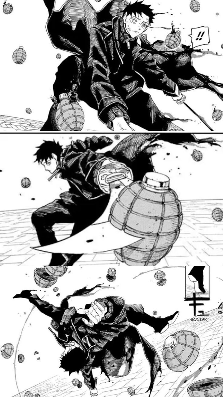 Manga Character Dodging Grenades