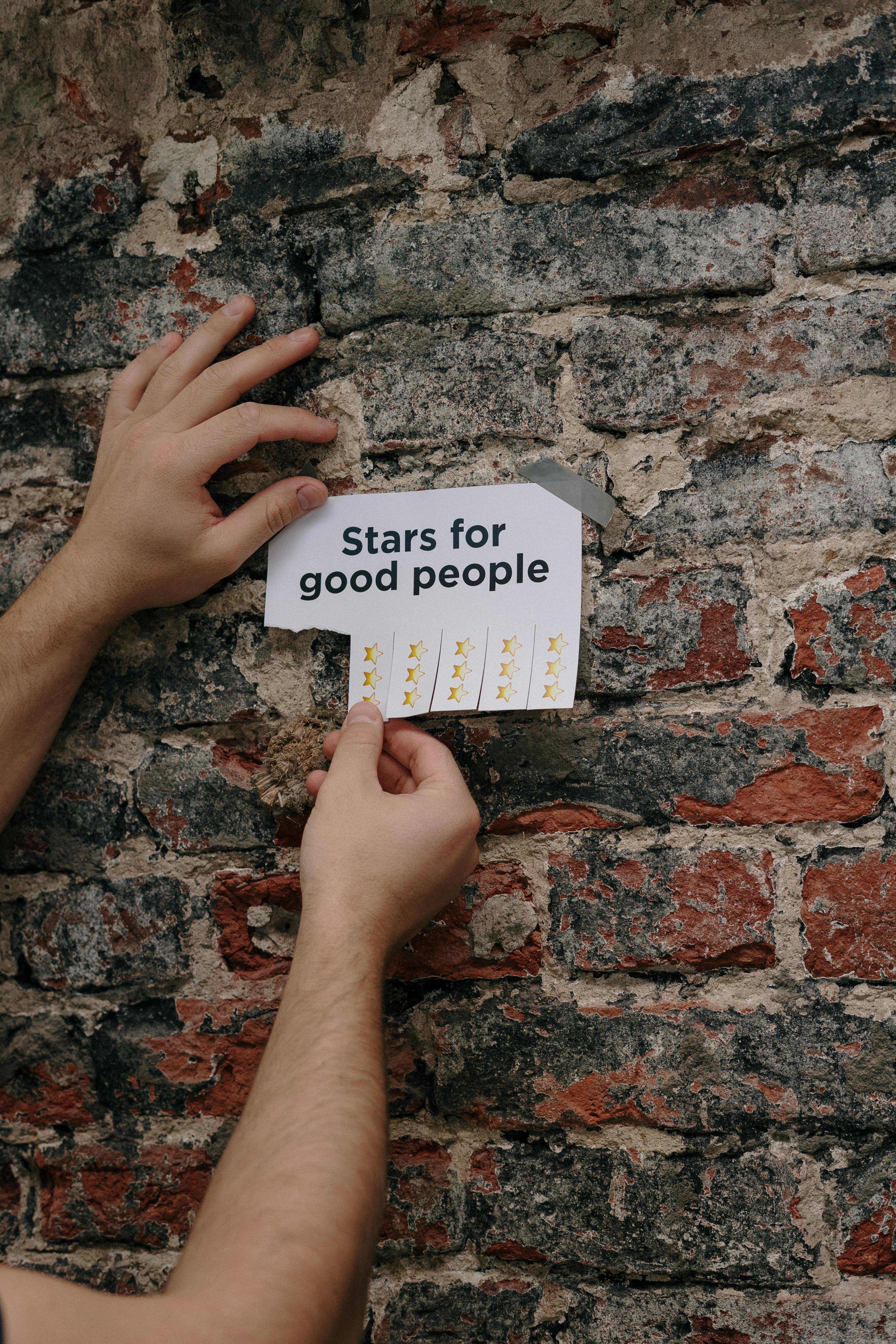 Putting Up Stars for Good People Sign