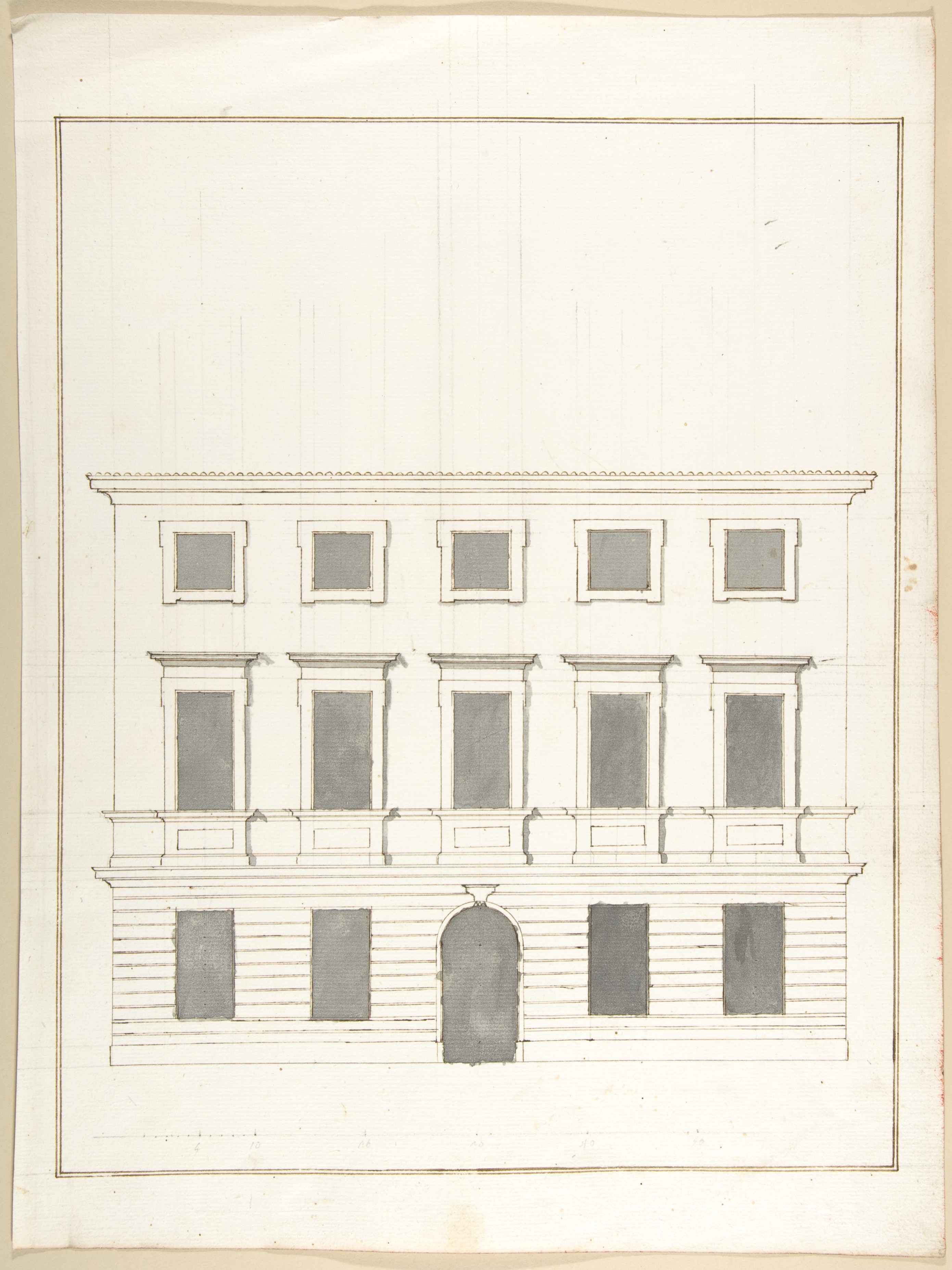 Classical Building Facade Drawing