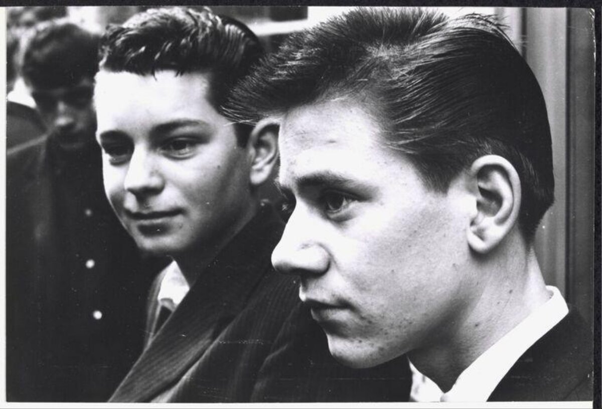 Vintage Black and White Portrait of Two Young Men