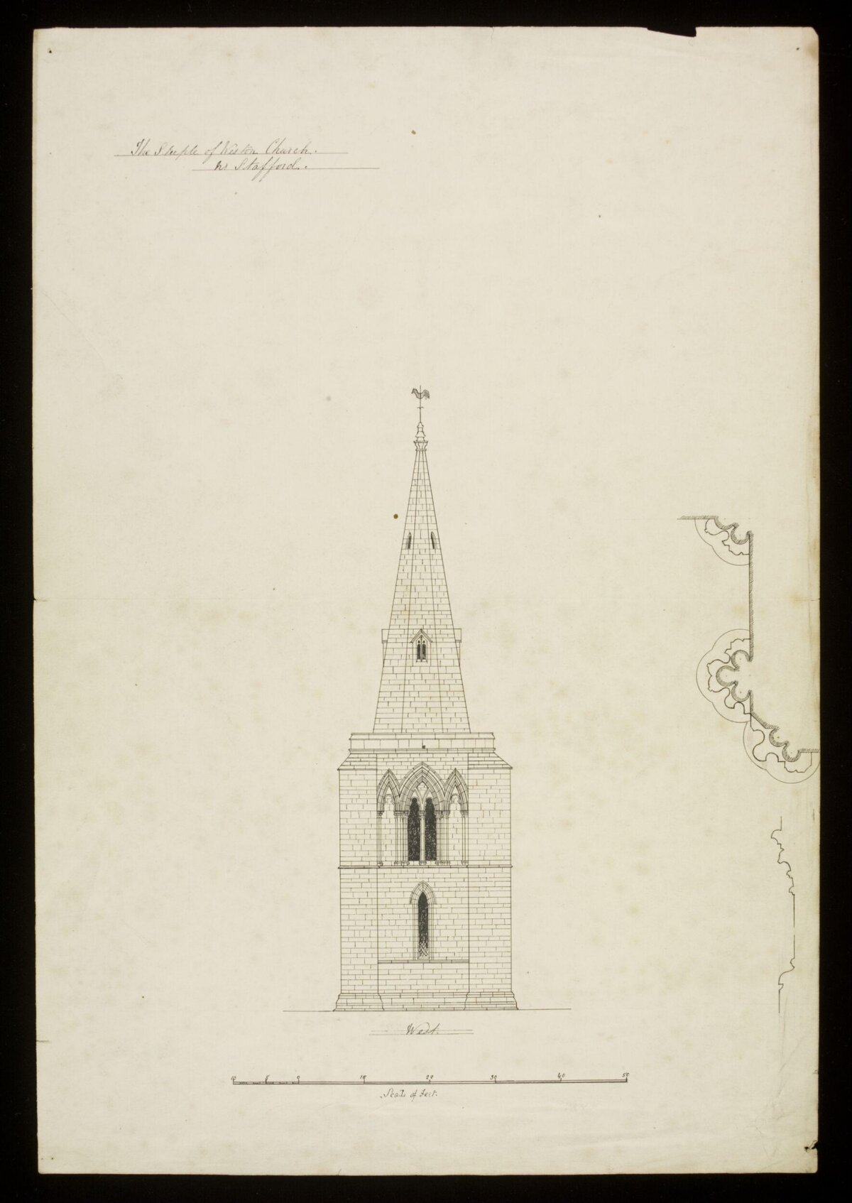 Architectural Drawing of Church Steeple