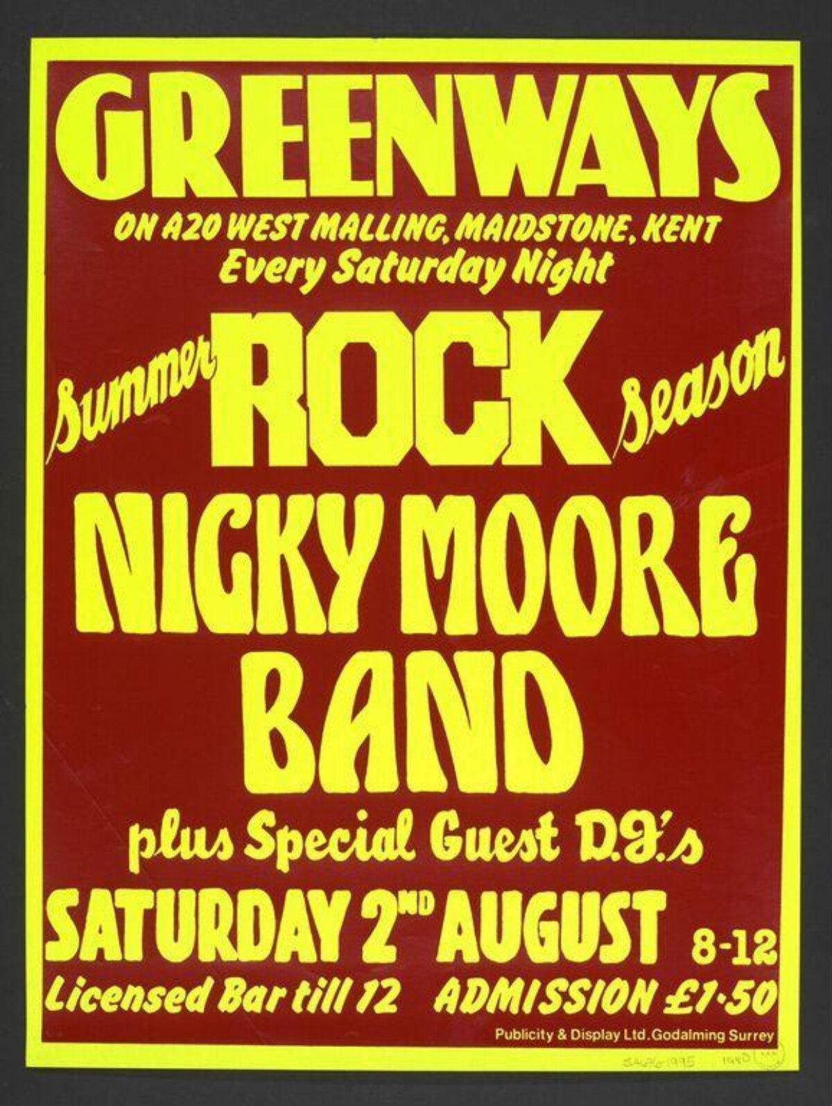 Greenways Summer Rock Concert Poster