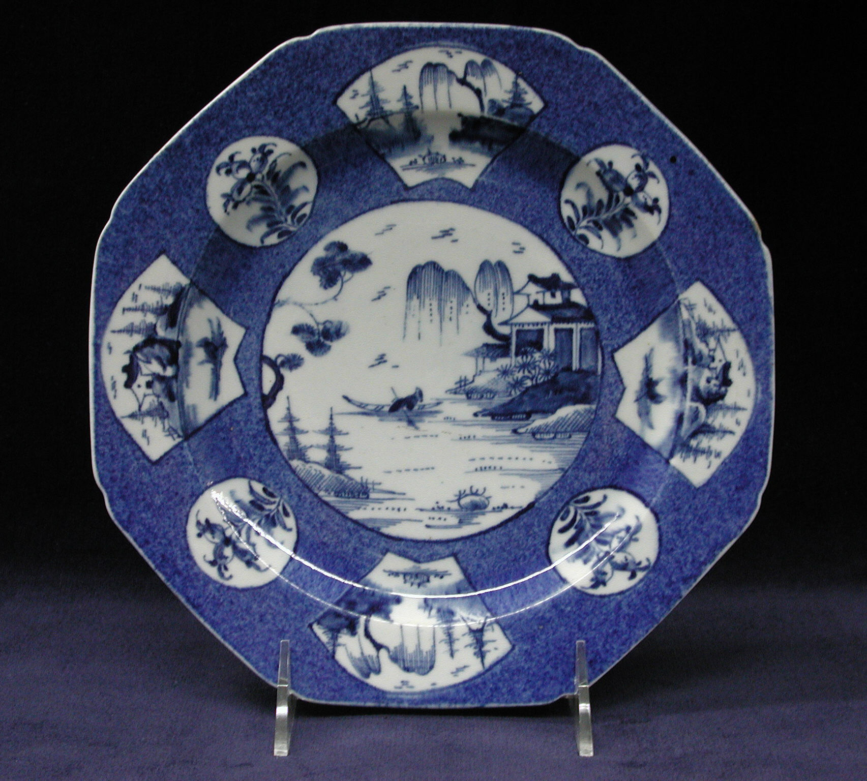 Blue and White Octagonal Porcelain Plate