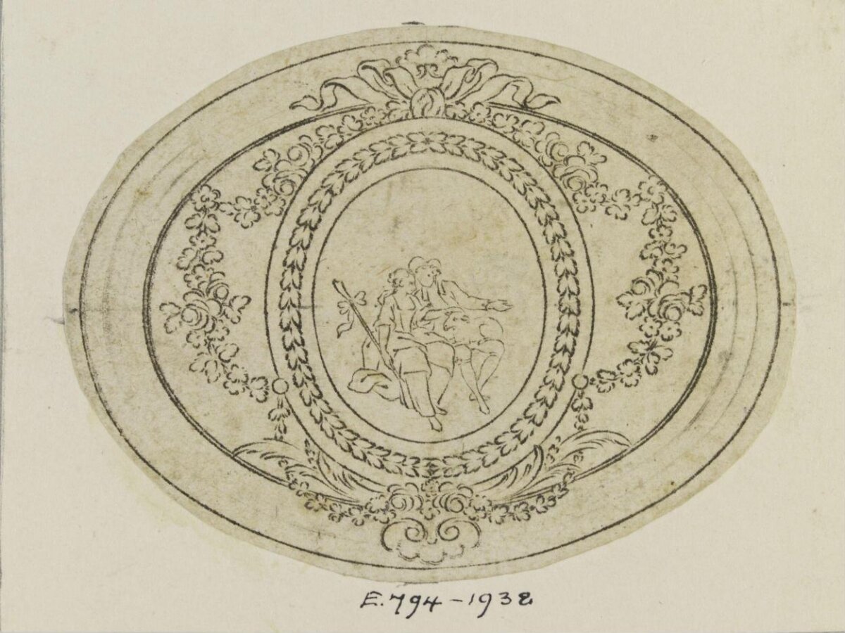 Oval Decorative Figure Sketch