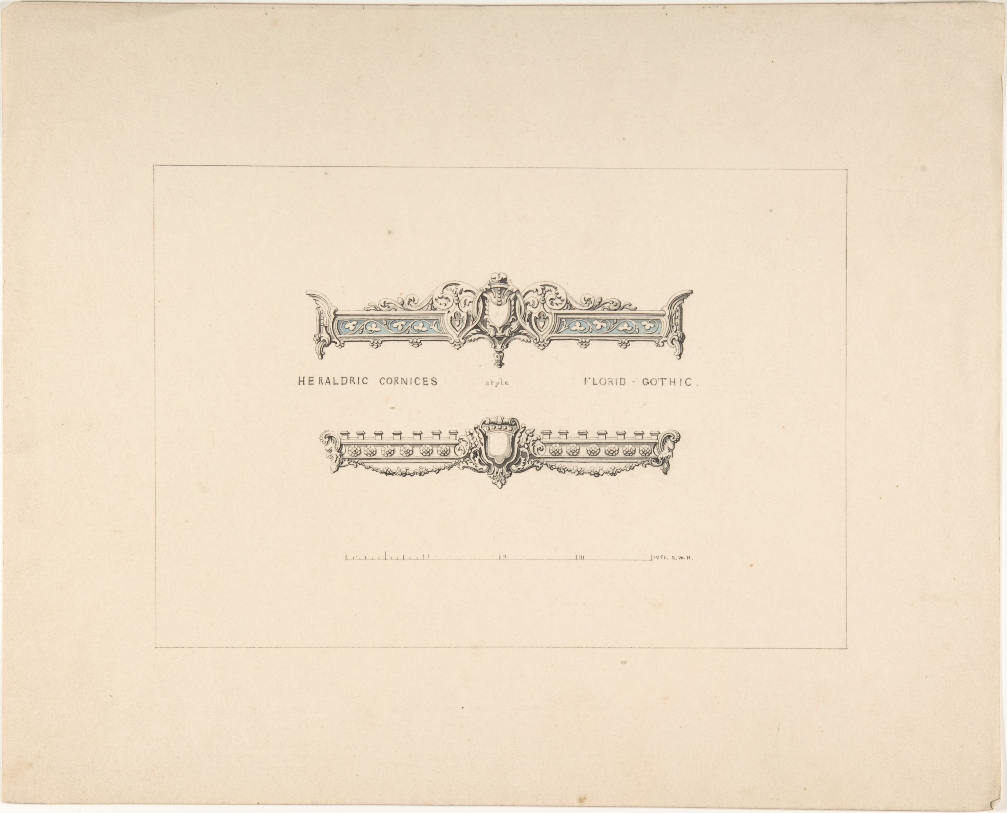 Florid Gothic Heraldic Cornice Designs