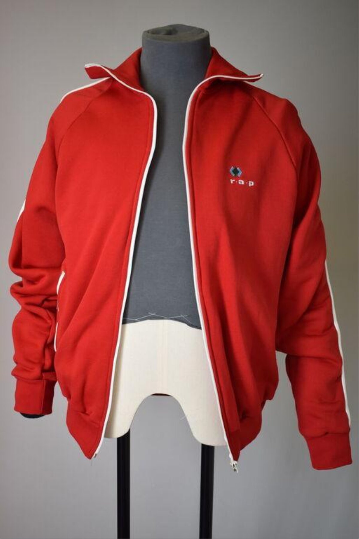 Vintage Red Track Jacket on Mannequin