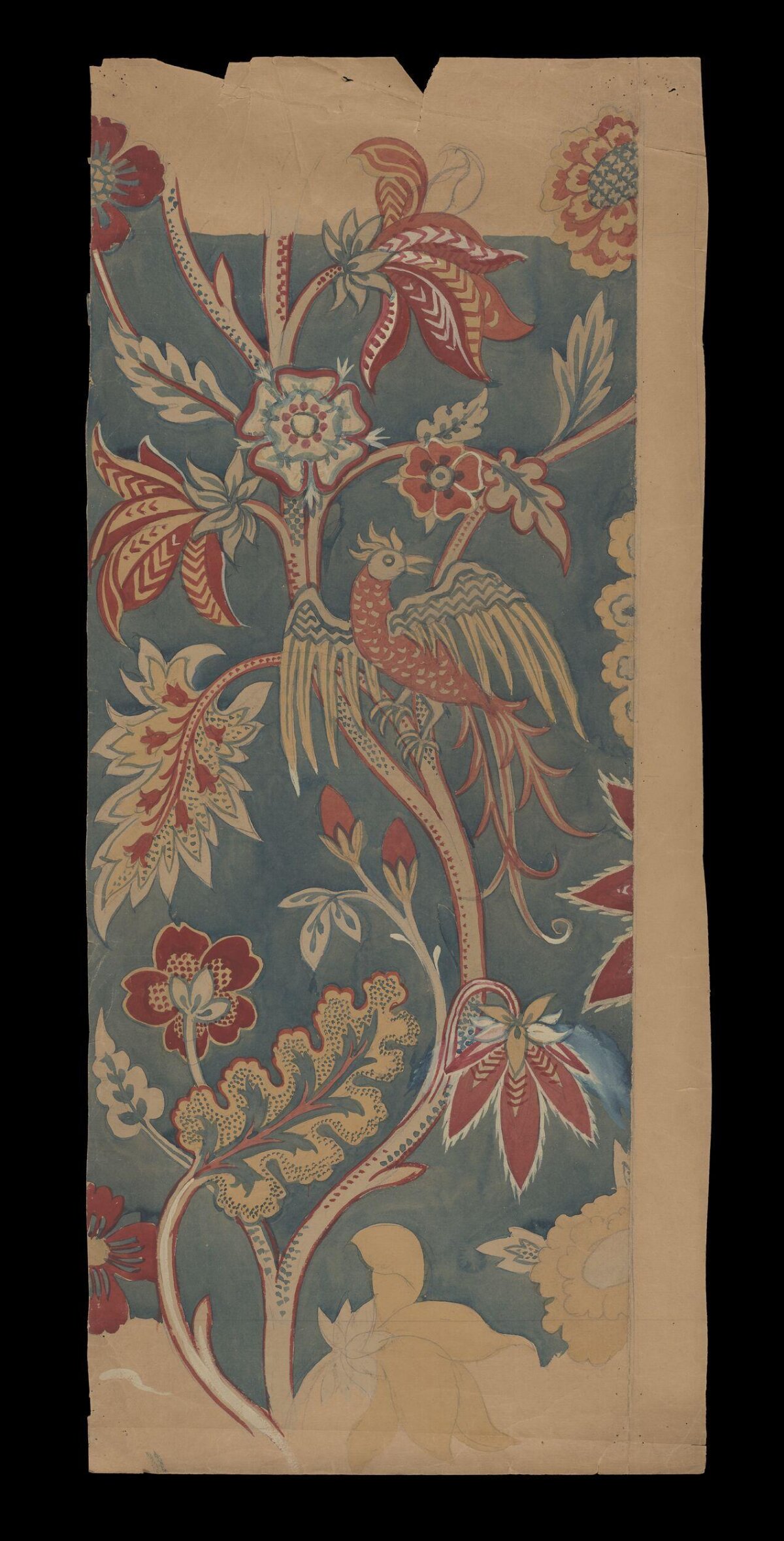 Hand Painted Floral Bird Pattern