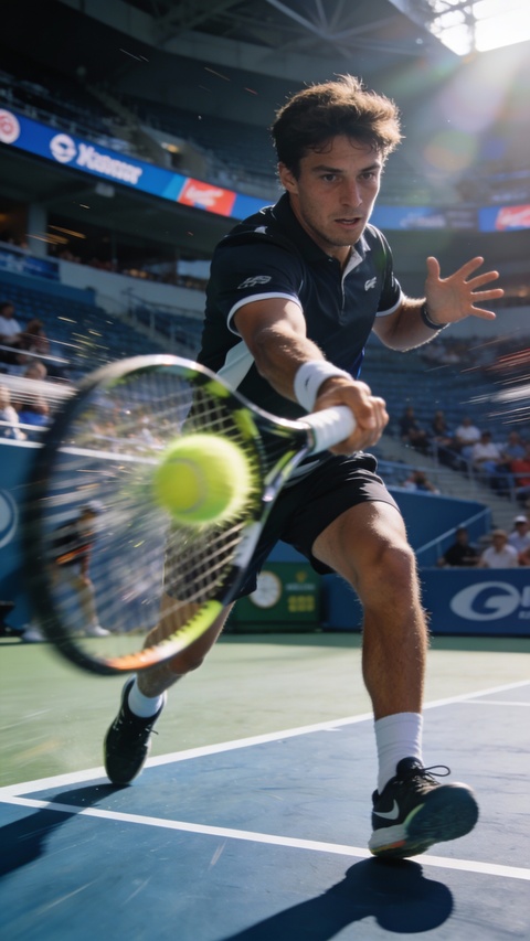 Tennis Player Hitting Forehand Shot