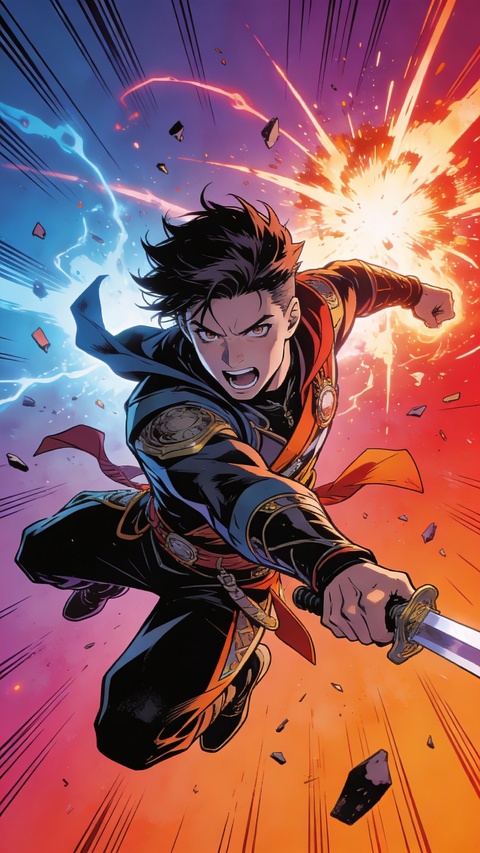 Charging Warrior With Sword in Battle
