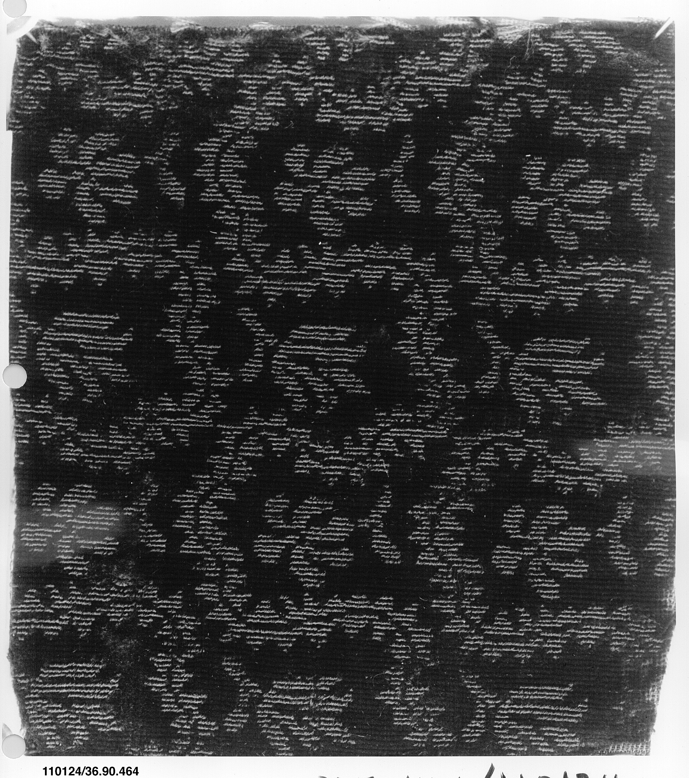 Black Floral Pattern Textile Fragment