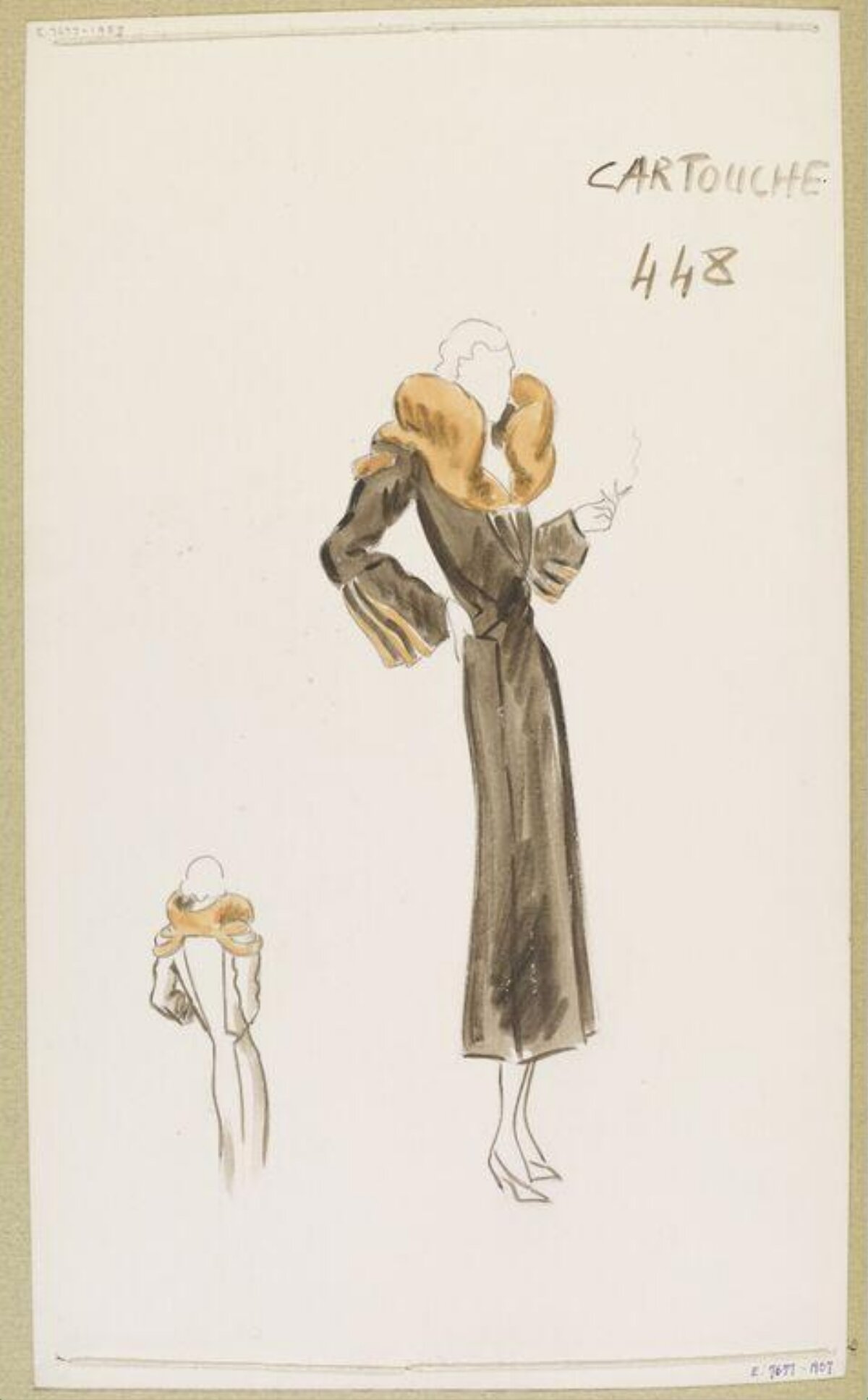 Vintage Coat Fashion Design Sketch