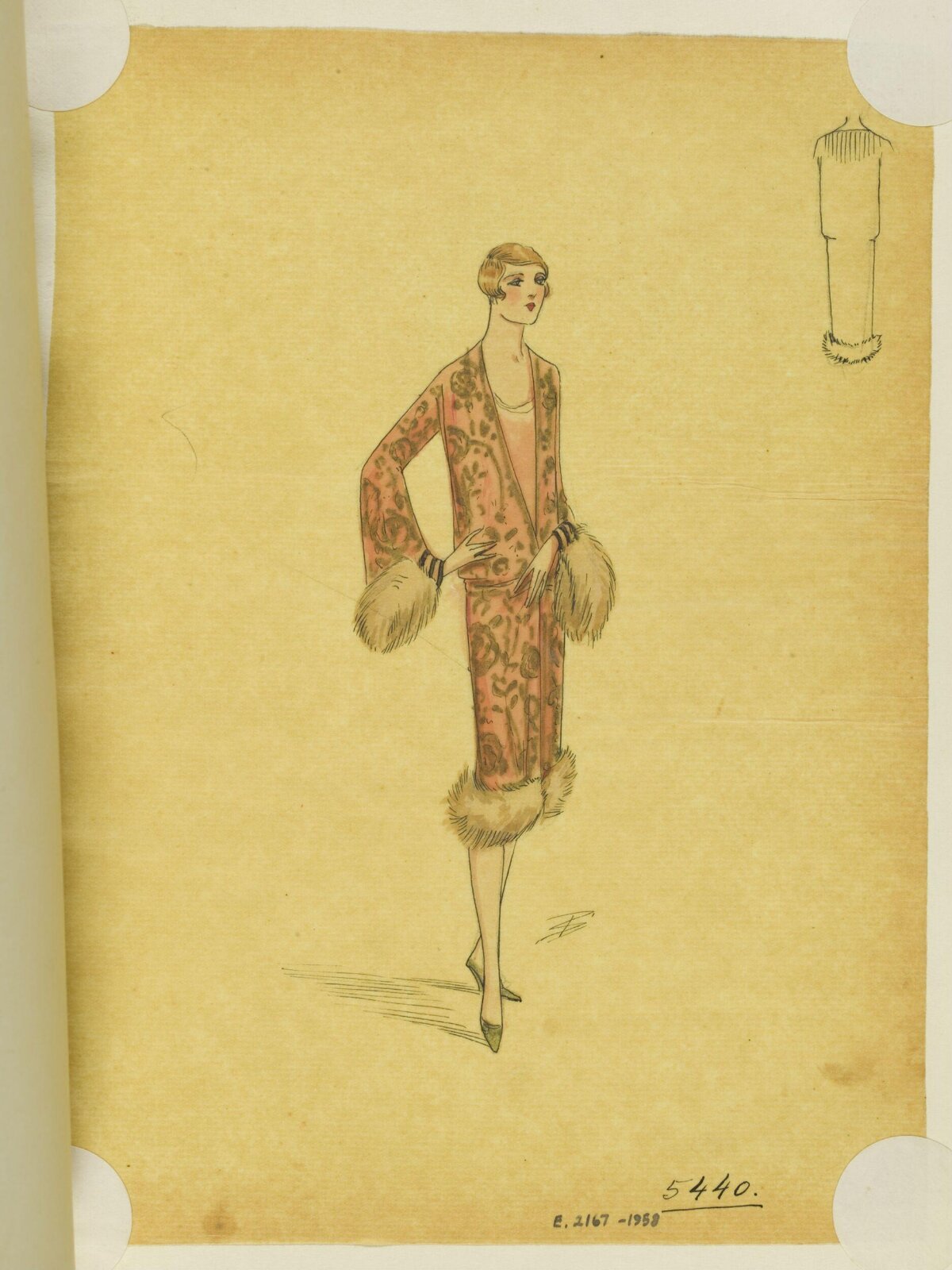 Vintage 1920s Fashion Design Sketch