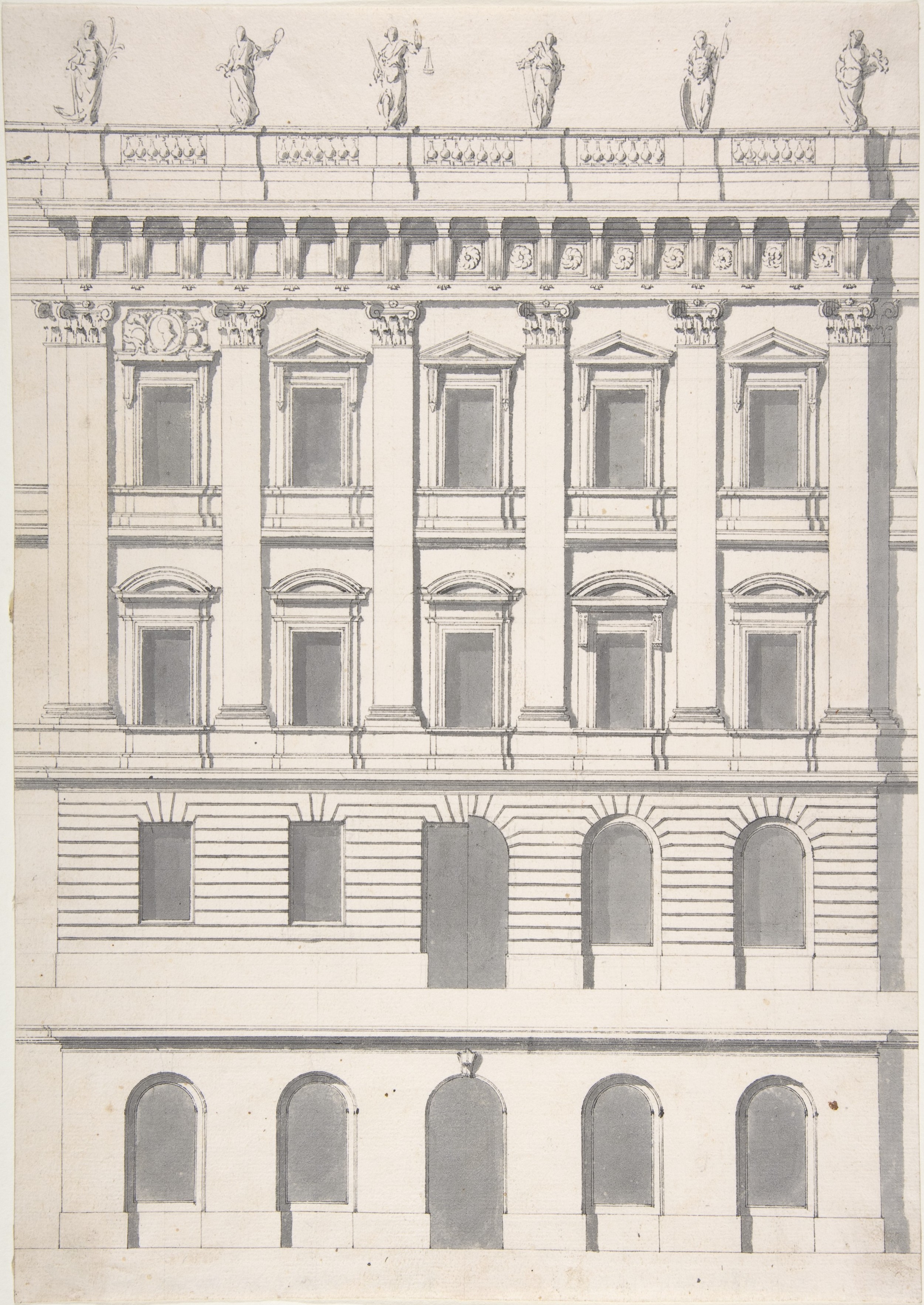 Classical Building Facade Drawing