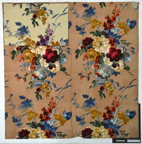 Vintage Floral Printed Textile Sample