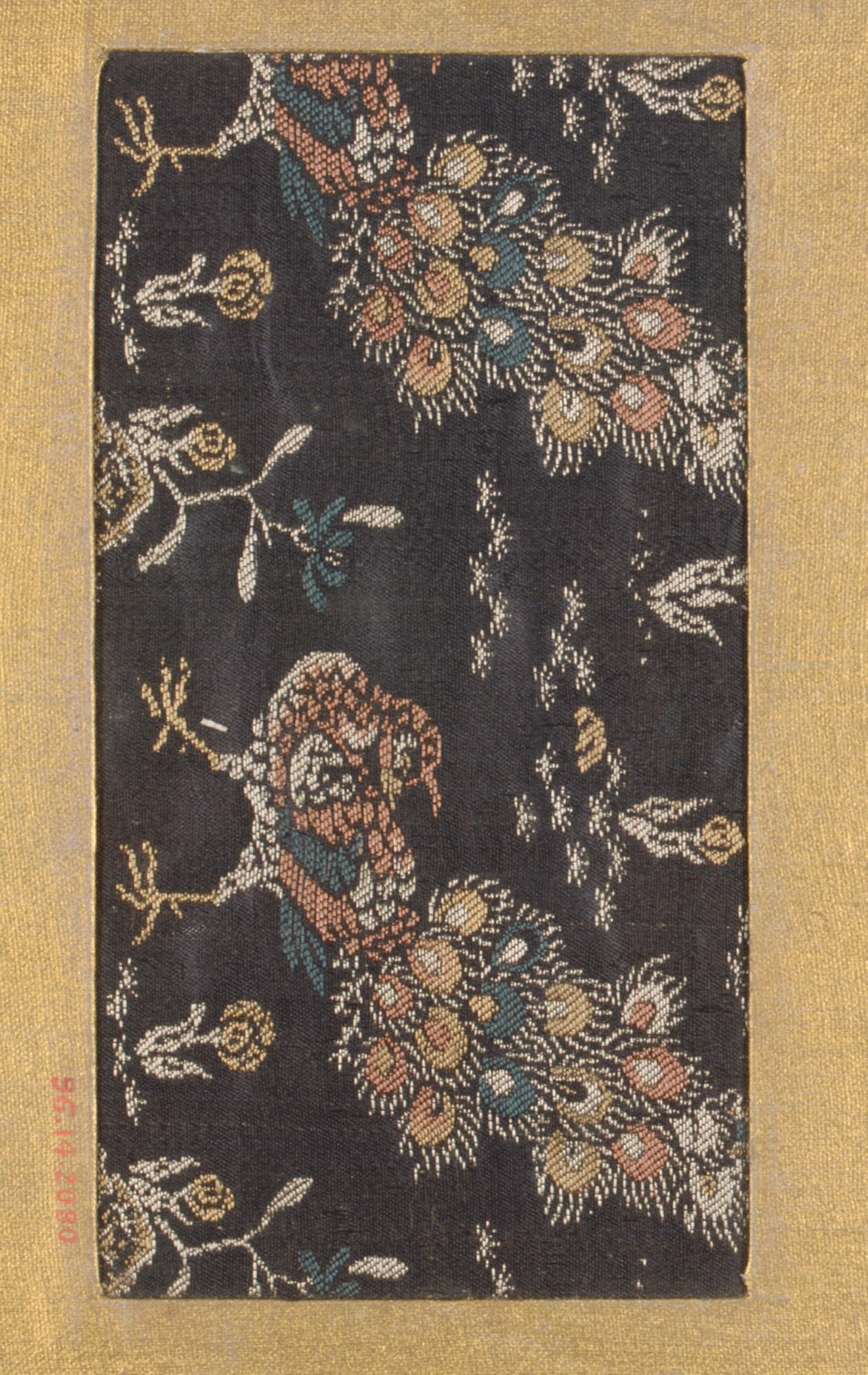 Black Woven Peacock Pattern Fabric