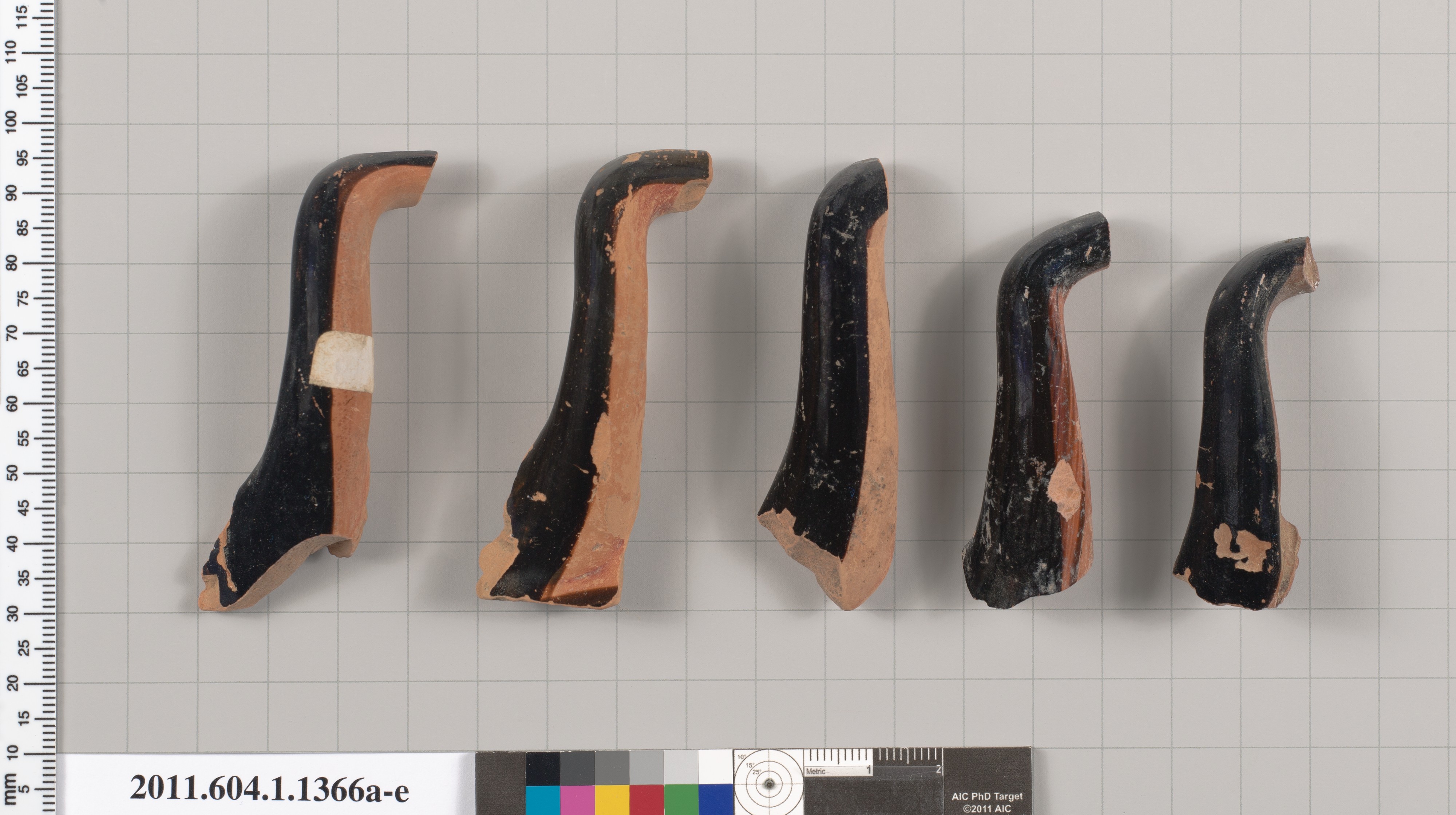 Five Ancient Pottery Handle Fragments