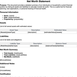 Net Worth Statement