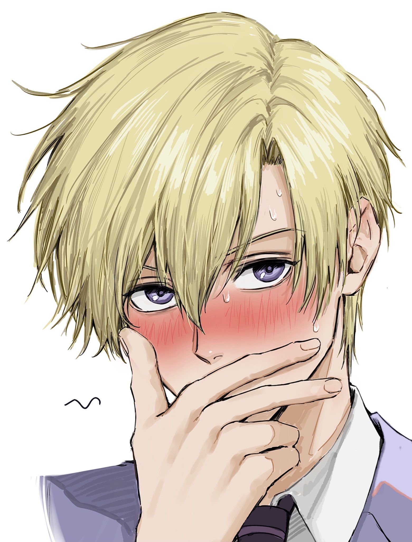 Blushing Blond Anime Boy