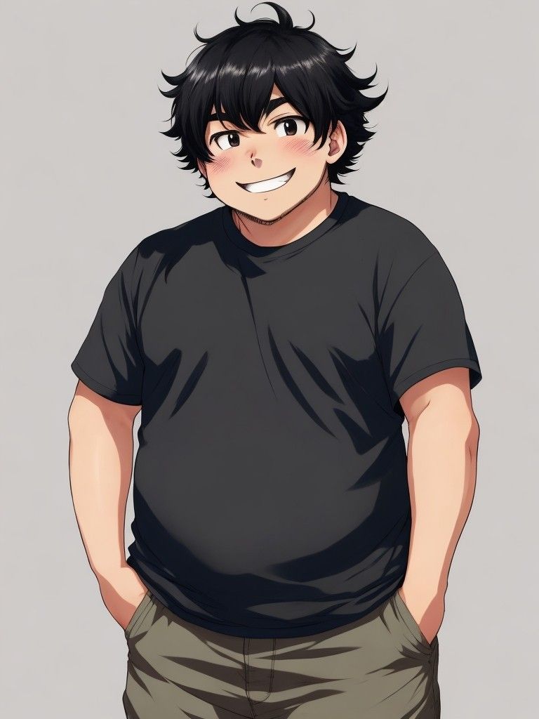 Smiling Chubby Anime Young Man