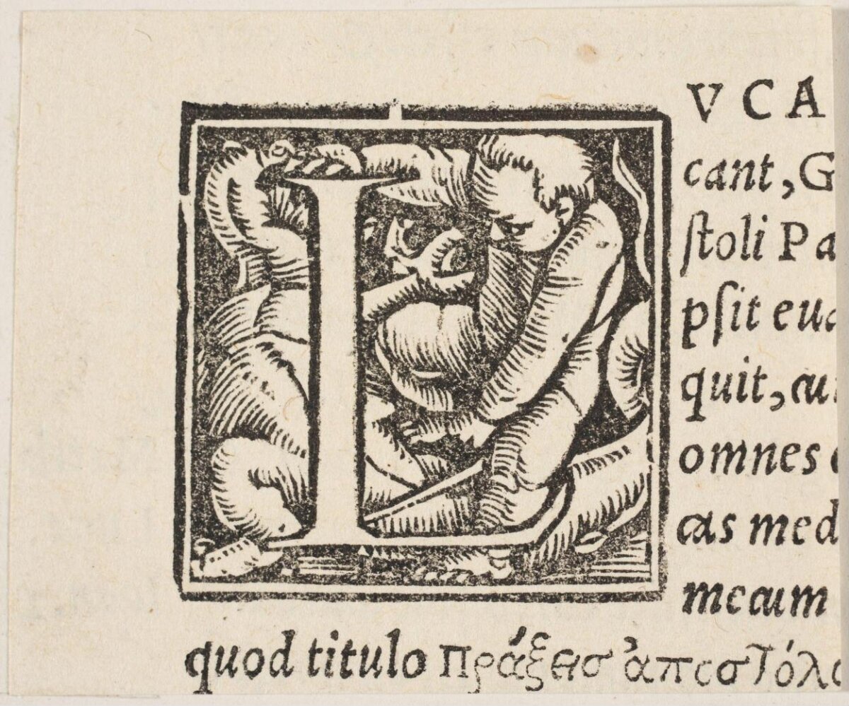 Woodcut Illustrated Initial I