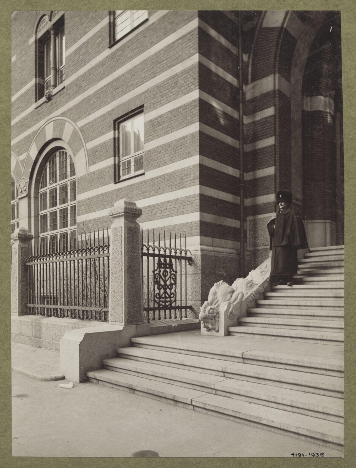 Guard at 1938 Building Entrance